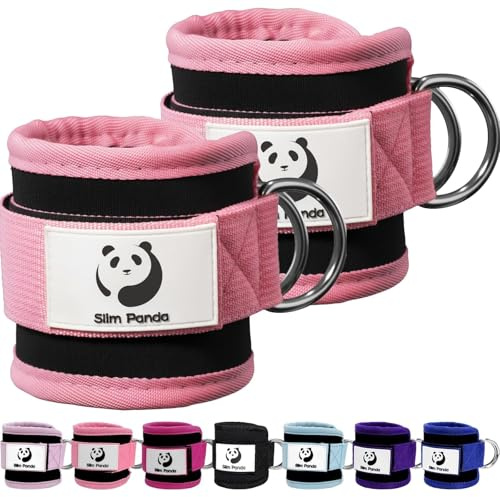 Slim Panda Fitness fußschlaufen kabelzug, Ankle Straps, Verstellbarer fußmanschetten kabelzug mit doppelten D-Ringen und Neoprenstütze