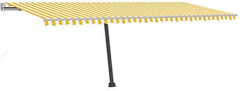 vidaXL Markise Automatisch mit LED Windsensor Sonnenmarkise Balkonmarkise Sonnenschutz Gelenkarmmarkise Standmarkise 600x300cm Gelb Weiß