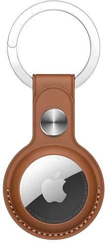 Bot tleBeat,1 étui en cuir synthétique pour Apple AirTags,Porte-clé AirTag,Porte-clés AirTag pour localiser les clés, chien,Couverture pour traceur GPS pour animaux domestiques (Marron)