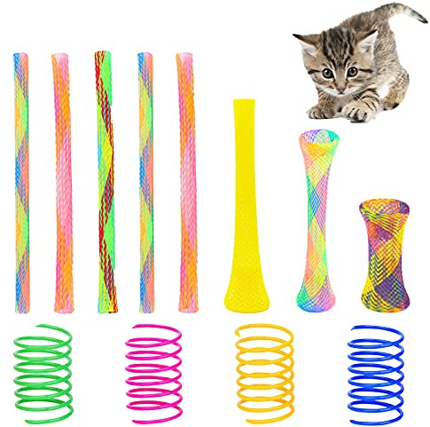 35 Stück Katzen Cat Spring Spielzeug Set, Buntes Sping Katzenspielzeug und Katzen Rohr Spings Spielzeug Interaktives Katzenspielzeug für Indoor Katzen Verspielte Flexible Katzen Spirale für Kätzchen