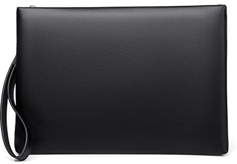 FSD.WG Herren Clutch Bag Handtasche Leder Reißverschluss Große Geldbörse Clutch Geldbörse mit Geld, schwarz, L, Leger