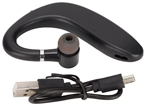 Bluetooth Headset, Dual Noise Reduction Business Earphone Waterproof Ultralight Hands Free Single Ear Earphone for Sport Driving Business Office