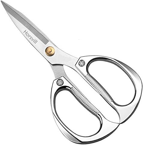 Horsvill Zimmerpflanzen Schere und Gartenschere, japanische SK5 Edelstahl-Traubenschere, Blumen-Kräuter-Bonsai- und Grasschere, Premium Houseplant Scissors and Garden Shears, Kunstschere (Silber-K82)
