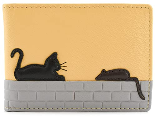 Mala Leather Cat and Mouse Collection 689TC_95 - Tarjetero de viaje para boletos de temporada, Amarillo, Talla única, Moderno