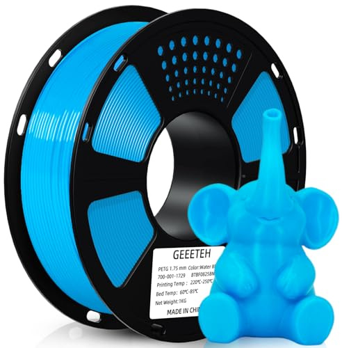 GEEETECH PETG Filament 1,75 mm, 3D Drucker Filament,1 kg pro Spule,Wasser Blau
