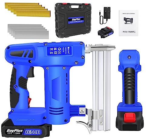 Portable Staple Gun Electric Nail Gun Nailers Staplers Heavy Duty Stapler Gun for Wood Carpet Fencing DIY Work, Upholstery Staples Gun Brad Nailers with 500PCS Nail/Staple, Cary Case, 1.5AH Battery