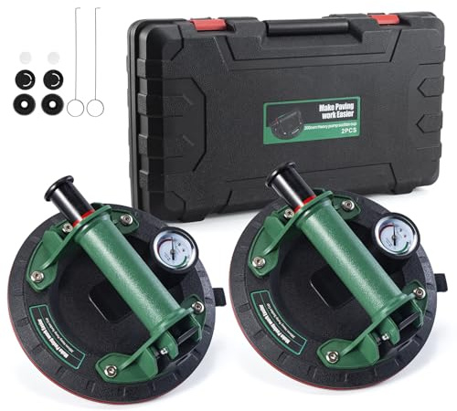 Vaso Succión con Manómetro,Ventosas de Vidrio de 8de Elevación para Azulejos, Transporte, Muebles Incluye Caja de Herramientas Accesorios (Carga Máxima de 150 kg)