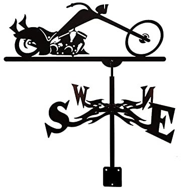 MUSUMI Metall-Motorrad-Wetterfahne, Wetterfahne, Retro, langlebig, Windrichtungsanzeiger, Gartenstecker, Windfahne, Messwerkzeug, Hof-Dachmontage
