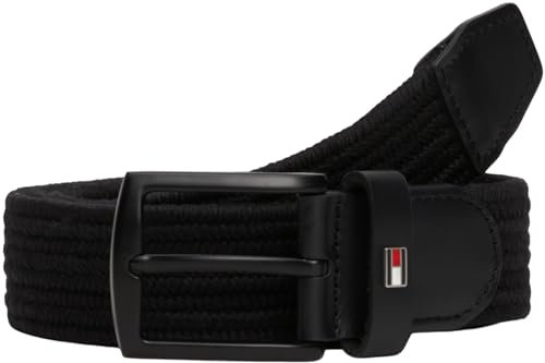 Tommy Hilfiger Herren Gürtel Denton Elastic Gewebt, Schwarz (Black), 80 cm