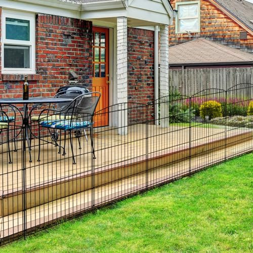 INJOPEXI Decorative Garden Fence 12 Panels 26.4ft (L)×36in (H) Black Metal Cottage Style Fencing