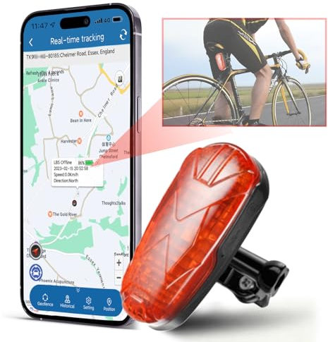 Traceur gps moto Geolocalisation Véhicule Voiture pour Velo Trotinette Electrique Alertes SOS et Vitesse Tracker Cachés 1800mah Imperméable