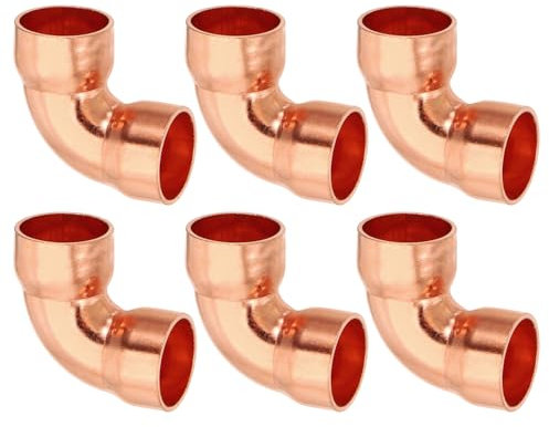 PATIKIL Raccordo in Rame a Gomito da 15mm Id e 1mm Spessore, 6pz Raccordo per Tubo in Rame Puro 99,9% Raccordo per Tubo a Raggio Corto con Connessione a Saldare per Hvac