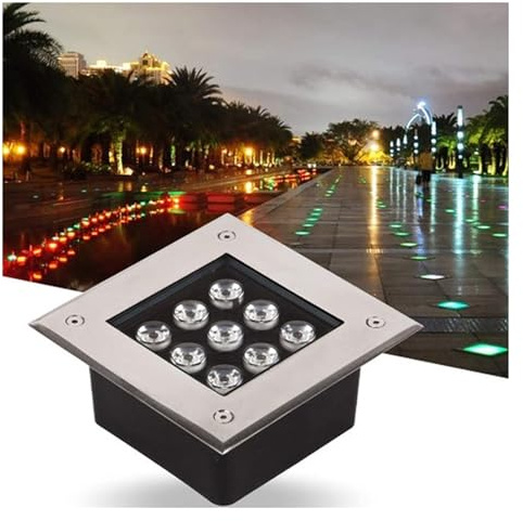 Foco Empotrable En El Suelo Cuadrado Focos Incrustado Suelo Exterior IP67 A Prueba de Agua 12V Bajo Voltaje Para Jardines, Terrazas, Pasarelas de Piscinas, Iluminación Arquitectónica(Luz azul,3W)