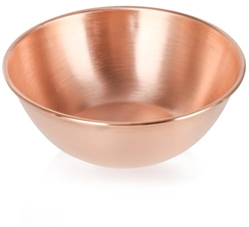 CigeZaus Grande ciotola in rame da 20,3 cm per sbattere uova, frutta, insalata, zuppe e contorni, vassoio decorativo, purificazione dell'acqua ayurvedica ed equilibrio energetico, essenziale per