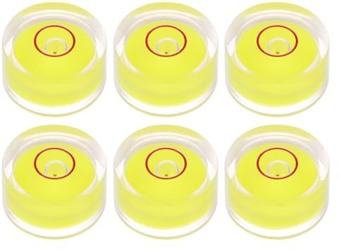 QUARKZMAN 6 Piezas Nivel de Burbuja Redondo de 15x8 mm Mini Bullseye Niveles de Espíritu Circulares para Nivelar Cámaras Trípode Telescopios Tocadiscos Marcos de Imágenes, Amarillo