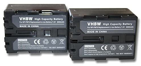 vhbw 2X Batterie Remplacement pour Sony NP-FM30, NP-FM50, NP-FM70, NP-FM90, NP-FM91, NP-QM51 pour caméra vidéo caméscope (2000mAh, 7,2V, Li-ION)