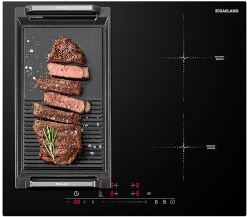 GASLAND IH604BF Placa de Inducción Independiente de 60 cm con una zona flexible, 4 zonas de cocción empotradas, FlexInduction para BBQ, PowerBoost para una cocción más rápida, 7000W (Sin sartén)