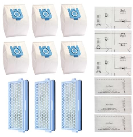 6 Pack GN 3D Miele Efficiency Dust Bag GN Vacuum Bags C3 Hoover Bags Cat and Dog 3 Hepa Filter and 6 Exhaust Filter for Miele Complete C2 C3 C1,S8,S5,S2 Vacuum Cleaner