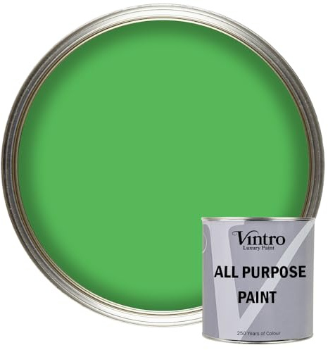 Vintro Paint - All Purpose Paint. Multi-Surface Matt Paint For Indoor/Outdoor Use. Wood, Walls, Doors, Cabinets, Metal, Plastic, Masonry, Furniture, Glass, Tiles, Radiators & Pipes. 250ml (Green)
