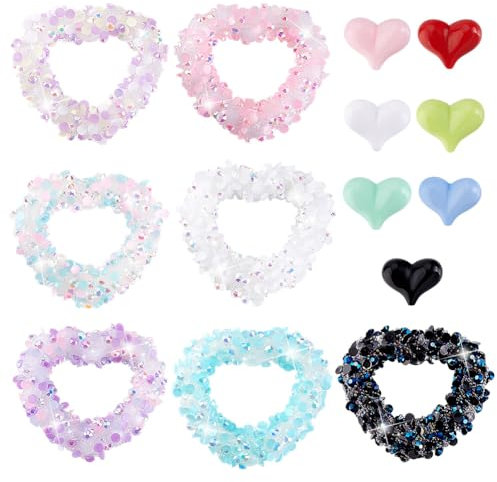 PH PandaHall 14 Stück Herz Fokalperlen Set Für Stifte 2 Stile Strass Fokalperlen Acryl Perlen Für Stifte Schlüsselanhänger Armbänder Halsketten Basteln