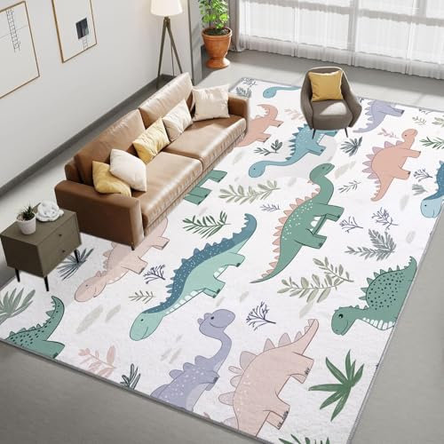Tappeto 160 x 230cm Dinosauro dei cartoni animati Tappeto Salotto - Tappeto Lavabile per Soggiorno Tappeto a Pelo Corto Tappeto per Camera Tappeto Antiscivolo Tappeto per Sala da Pranzo Tappeto
