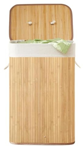 Comart - Portabiancheria Bamboo - 72 L Natural - Cesto Bucato Salvaspazio