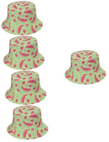 CALLARON 5stücke Wassermelonen Druck Eimerhut Für Damen Stilvoller Fischerhut Für Strand Camping Und Freizeitaktivitäten Atmungsaktiv Leicht Und Bequem Für Sommerausflüge