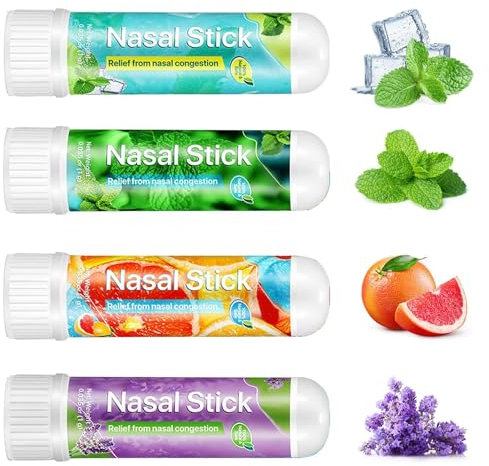 Nasenstift - Inhalierstift | Nasal Inhalator Stick | Cooling Sensation 4 Stück Daily Breathing Enhancer Inhalator | Tragbarer, sicherer, beruhigender Naseninhalator-Schnüffler für Liebhaber und Freund