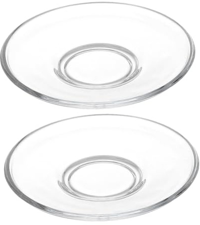 Warmhm Lot De 2 Assiettes En Verre Transparentes 12x12 Cm Soucoupes Rondes Multifonctionnelles Pour Service De Thé, Apéritifs Et Desserts, Petites Assiettes à Hors-d'œuvre Pour Usage Domestique