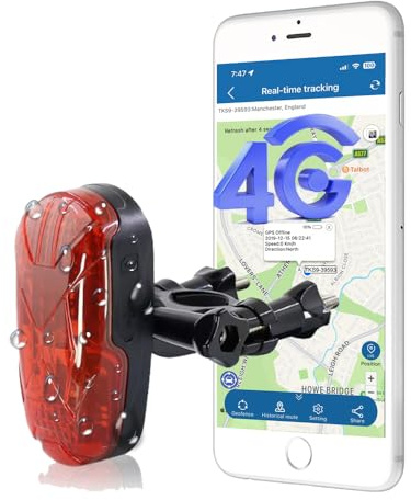 Winnes 4G GPS Tracker for Bike Motorcycle With SOS, IP67 Waterproof Real Time Bicycle Tracker No Monthly Fee Hidden Cycling GPS Tracking Device with Anti theft Alerts Mount Included