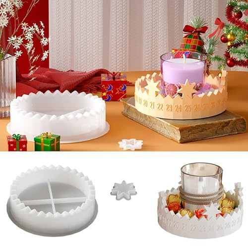 Silicone Moulds Casting Moulds Christmas, 3D Advent Calendar Set with Star Motifs, Silicone Mould Candle Holder Moulds, DIY Countdown Calendar for Festive Decoration