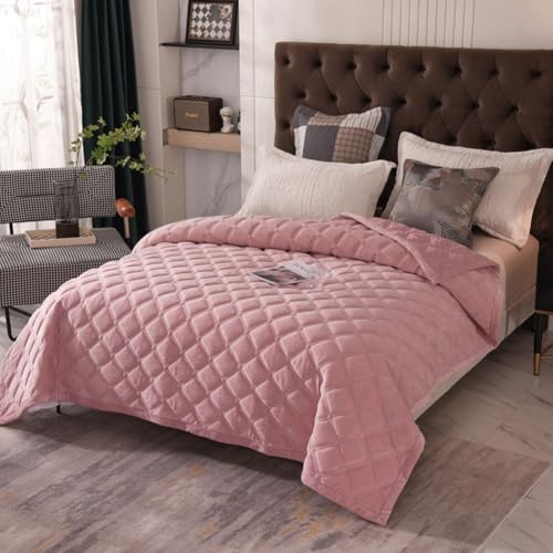 DMBAOD Couvre Lit 2 Personnes 220X240cm/240x260cm, Couverture Patchwork, Boutis Jeté De Lit Dessus De Lits Matelassé avec 2 taies d'oreiller Rose 220x240cm