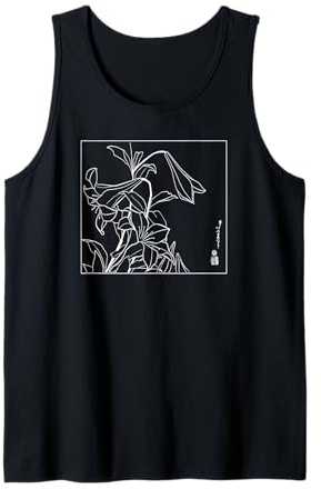 Fiori di Giglio Giapponese Line Art - Hokusai Inspired Botanical Canotta