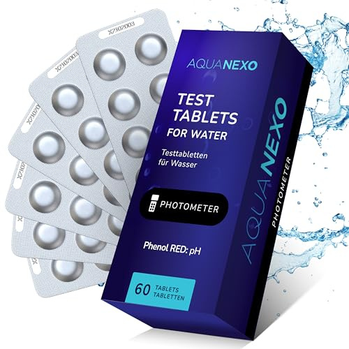 AQUANEXO Phenol Red Tabletten für pH Wert, Photometer Testtabletten, wählbar 60x oder 120x, Wassertester für Pools, Whirlpool, Planschbecken, Pool Zubehör (60)