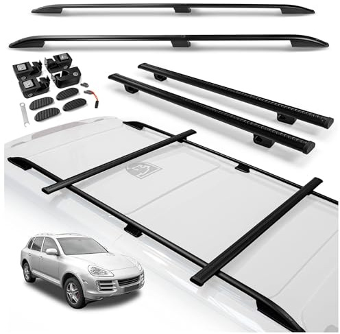 CHROMEMASTER | Barras de Techo y Portaequipajes de Techo Compatible con Porsche Cayenne 2002-2010 | Kit Específico para Transporte de Carga y Equipaje en el Techo del Coche | Aluminio