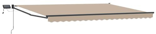 vidaXL Toldo Manual retráctil con Leds Beige y Antracita 5 x 3 m, Una solución Moderna, toldo retráctil, toldo de jardín, Resistente, LED para tu Porche