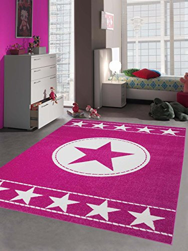 Traum Kinderteppich Spielteppich Kinderzimmer Teppich Sternteppich Sterne Pink Creme 120x170 cm