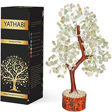 YATHABI Green Jade - Livets kristallträd dekor - jadesten bonsai - Feng Shui dekor - andlig gåva - lycka - kristallpengaträd