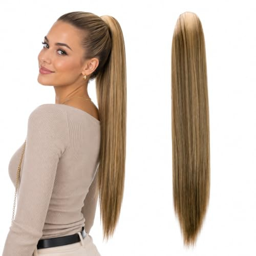 CAISHA 60cm Pferdeschwanz Butterflyclip Haarteil Zopf Braun Blond Mix H627