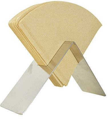 Holz Kaffeefilterhalter Edelstahl Filtertütenhalter Filterpapierhalter Für Filtertüten, Kann 100er Kegelfilterpapier 17,5 * 16,5 * 8cm (Ohne Filterpapier) (Silber Edelstahl)