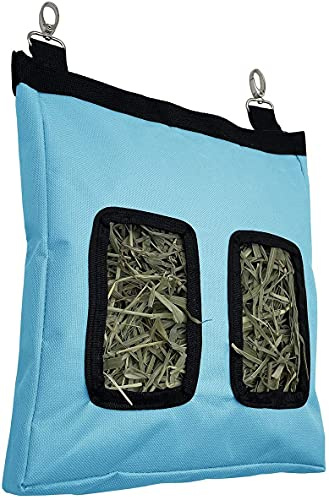 Namvo Bolsa para comedero de heno de Conejo, Almacenamiento de alimentador de heno, Bolsa de heno para Conejo, Conejillo de Indias, Color Azul