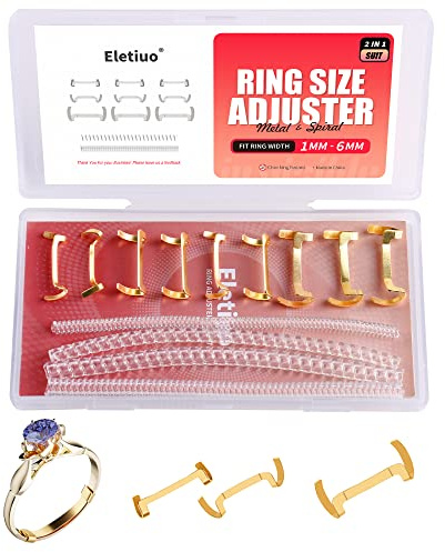 ELETIUO Filled Metal Ring Guard with 4 Sizes Spirals, Invisible Size Adjuster Set for Loose Rings, Ring Spacer & Resizer, Fit for Men and Women, 2 Styles