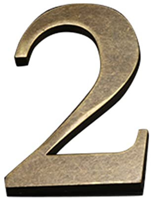 Zayookey Numéro de Maison en Antiquité le Cuivre Numéros de Porte 4 Pouces (10 cm) Numéro de Adresse Métal Numéro 3D Auto-Adhésif Modern Alloy House Number (Door Number 2)
