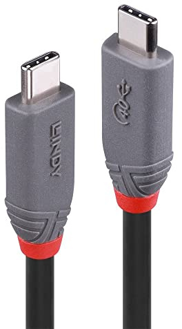 LINDY 0,8 m USB 4 Typ C Kabel, Anthra Line, USB 4, kompatibel mit Thunderbolt 3, 40 Gbit/s Datenübertragung, PD 3.0 100 W Ladung, 8K @ 60 Hz, Dual 4K Video