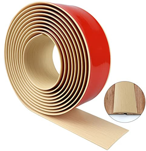 Übergangprofil selbstklebend Vinyl Übergangsleiste Bodenleiste Fußböden Abdeckleisten Holzmaserung Abdeckleisten für Fußböden Übergangsleisten Laminat Ausgleichsprofil (Beige, 300×5cm)