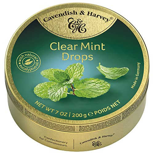 Cavendish & Harvey | Gocce di menta trasparente | Latta da 7 once