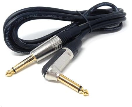 DRUT 2m 6.35mm 1/4'' Right Angle MONO Male to Male Jack Cable Compatible