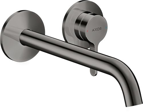 hansgrohe AXOR One Einhebel-Waschtischarmatur Unterputz für Wandmontage mit Hebelgriff und Auslauf 220 mm, 48120330, Farbe: Polished Black Chrome