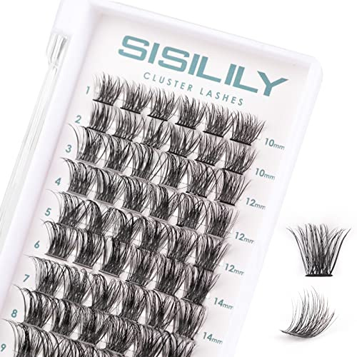 Einzelne Wimpern SISILILY Wimpern Extensions 72 Clusters 3D Fake Lashes Wimpernbüschel DIY Set Individuelle Falsche Wimpern für Wimpernverlängerung D Curl Super Dünnes Band (DM17,10-16mix)