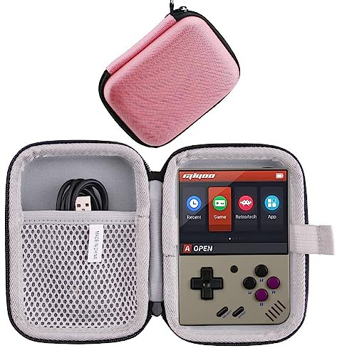 WAIYUCN Hard EVA Carrying Case for Miyoo Mini Plus,3.5 inch Retro Handheld Game Console Case. (Pink)